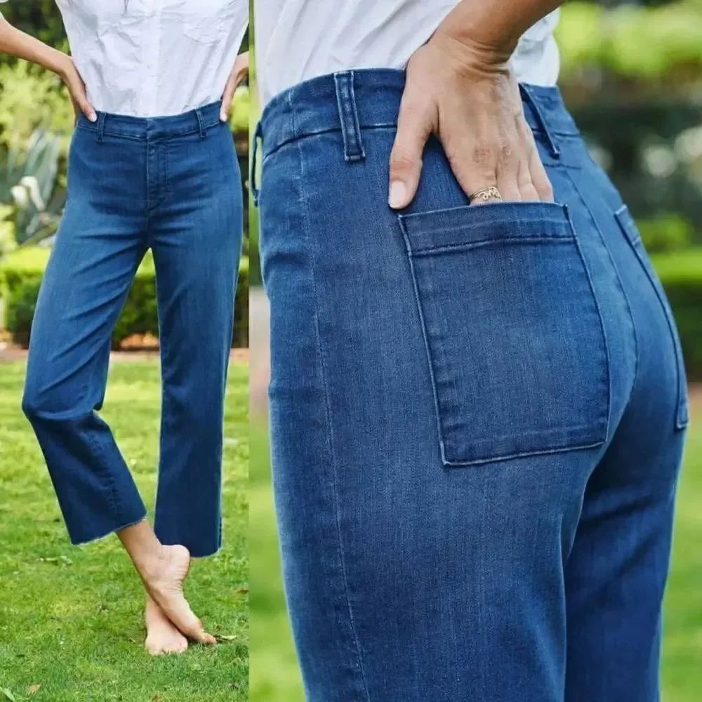 Frank & Eileen Kinsale Medinum Wash, Italian Performance Denim Blue 6 NWOT $328